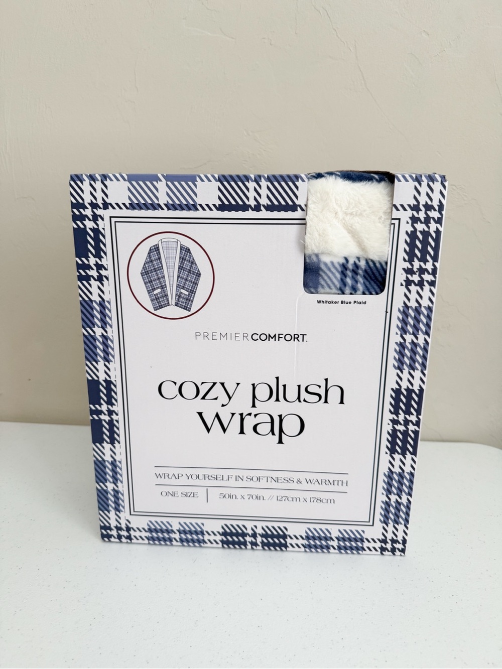 Cozy Plush Wrap - Whitaker Blue Plaid, Premier Comfort